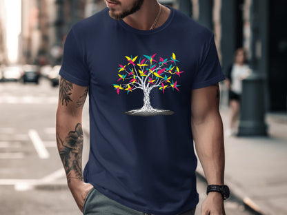 Colorful Birds of Paradise Tree Graphic Tee