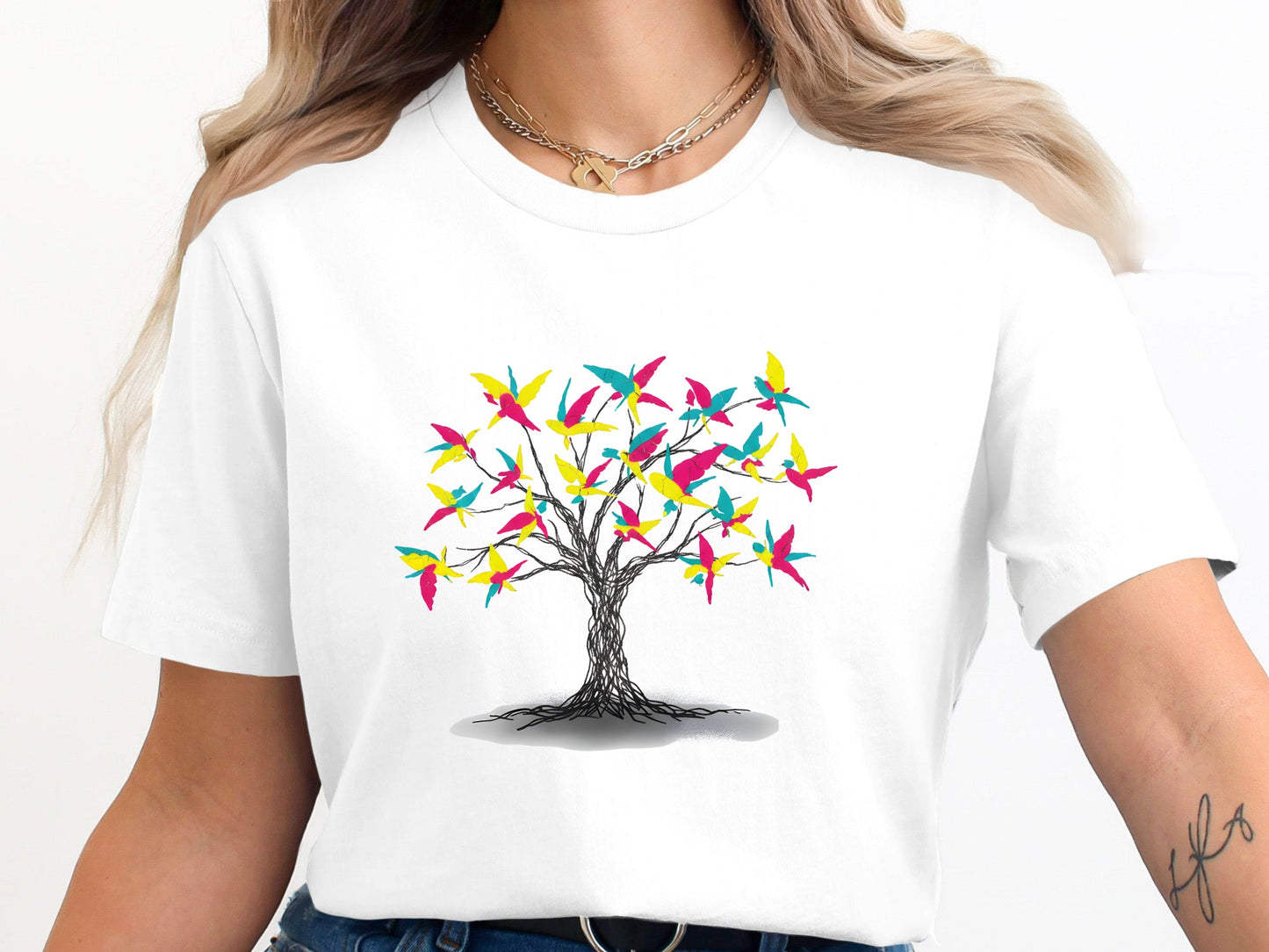Colorful Birds of Paradise Tree Graphic Tee