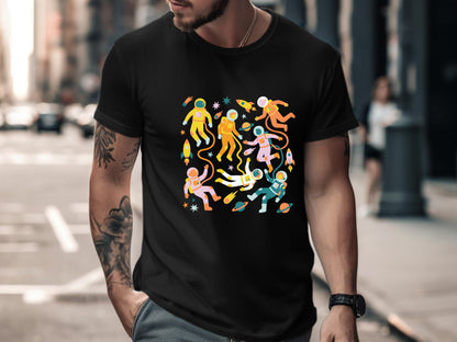 Retro Colorful Astronaut Pattern T-Shirt