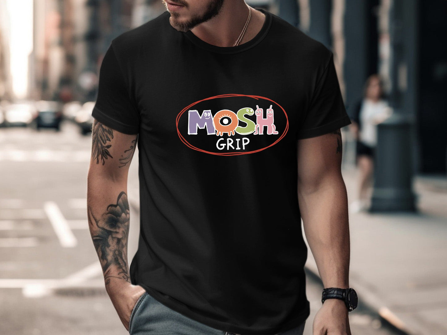 Mosh Grip Monster Typography T-Shirt