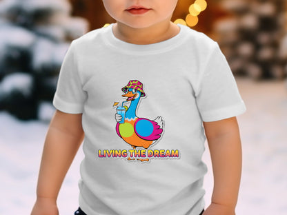 Living The Dream Colorful Cartoon Duck T-Shirt