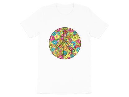 Retro Colorful Floral Peace Sign T-Shirt