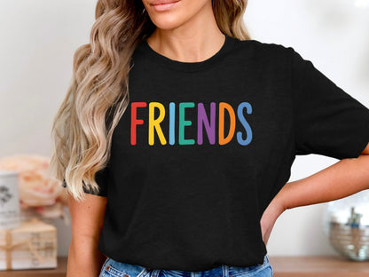 Classic Pop Culture Colorful Dots Friends Typography Tee