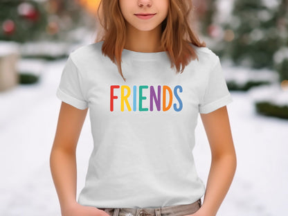 Classic Pop Culture Colorful Dots Friends Typography Tee