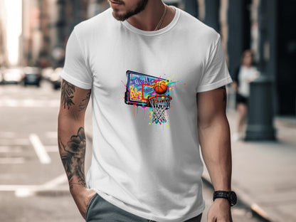 Street Art Basketball Backboard Splatter Tee