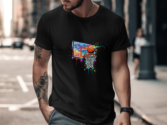 Street Art Basketball Backboard Splatter Tee