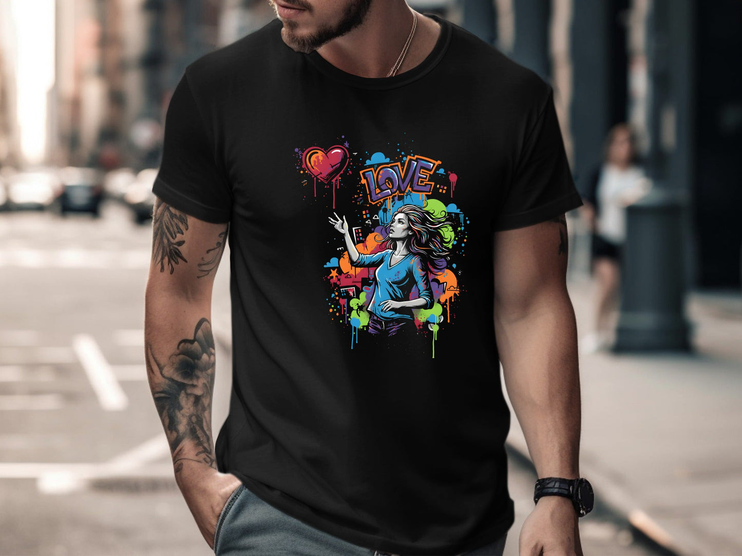 Colorful Love Graffiti Urban Art Graphic Tee