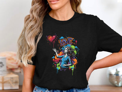 Colorful Love Graffiti Urban Art Graphic Tee