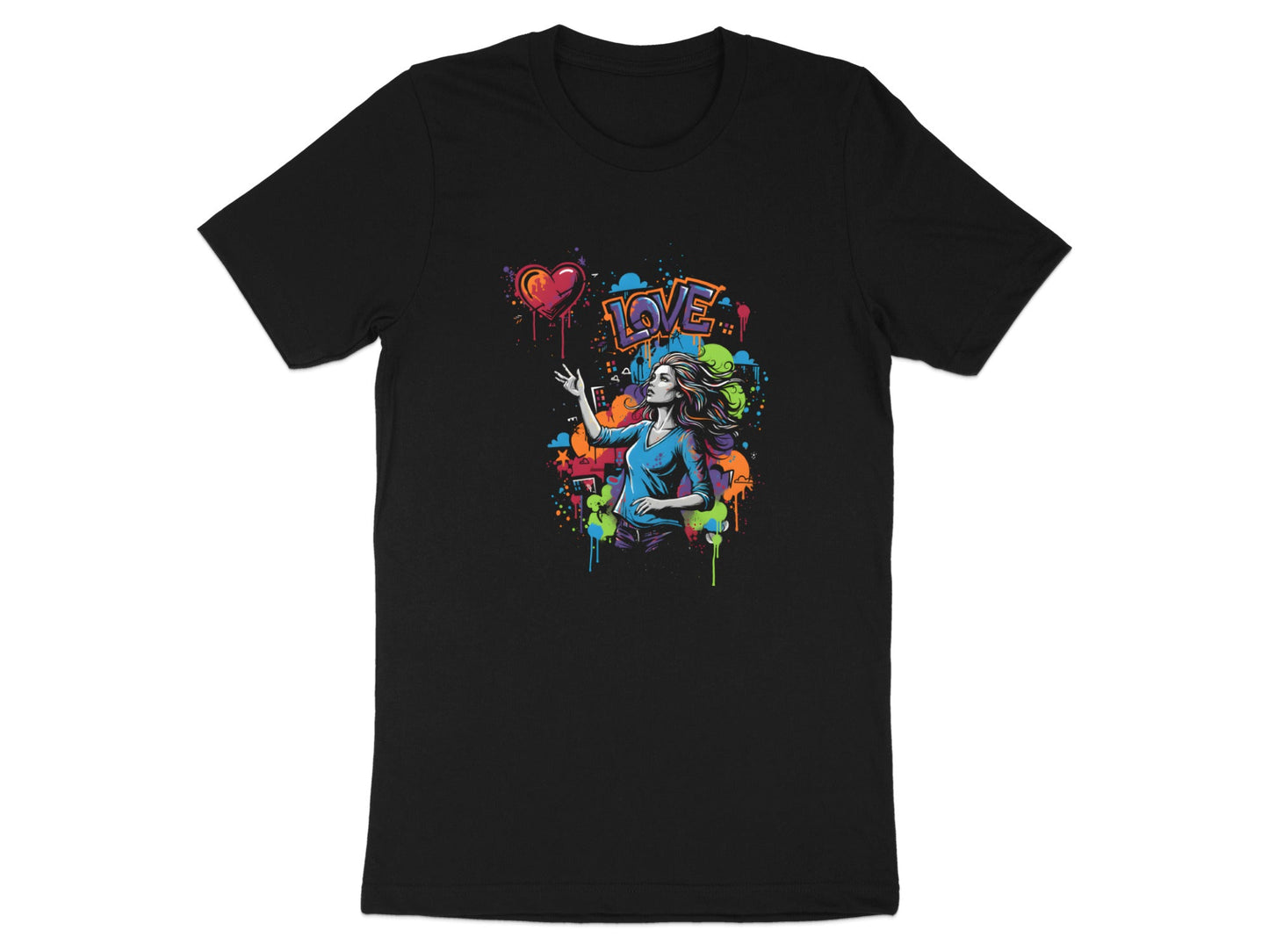 Colorful Love Graffiti Urban Art Graphic Tee