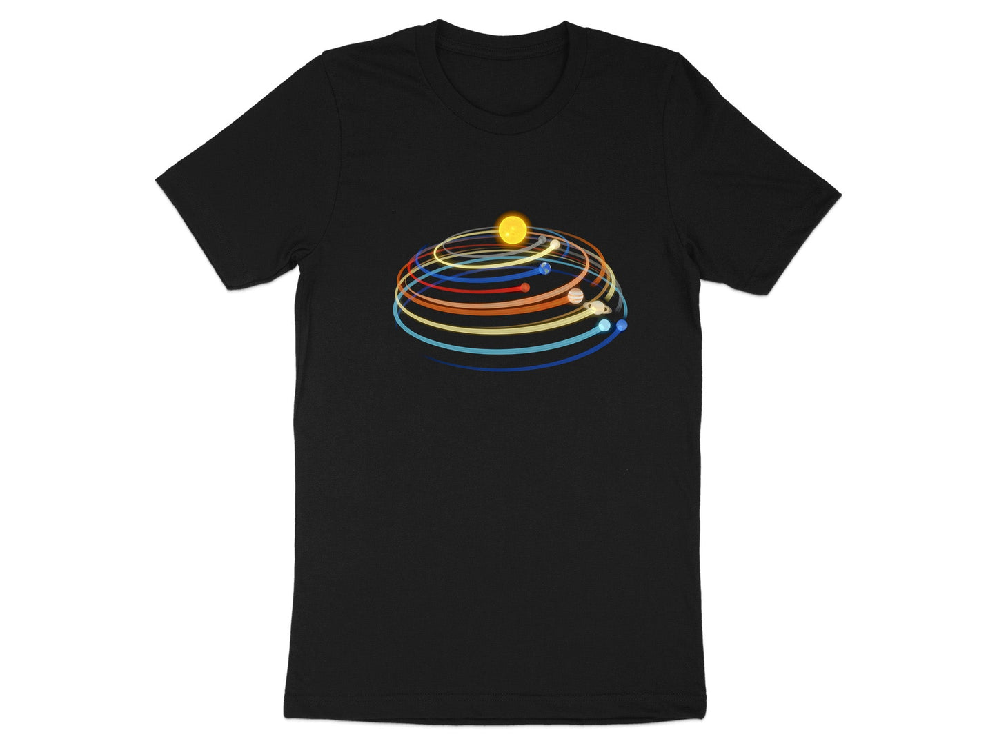 Minimalist Space Art Orbital Paths Solar System T-Shirt