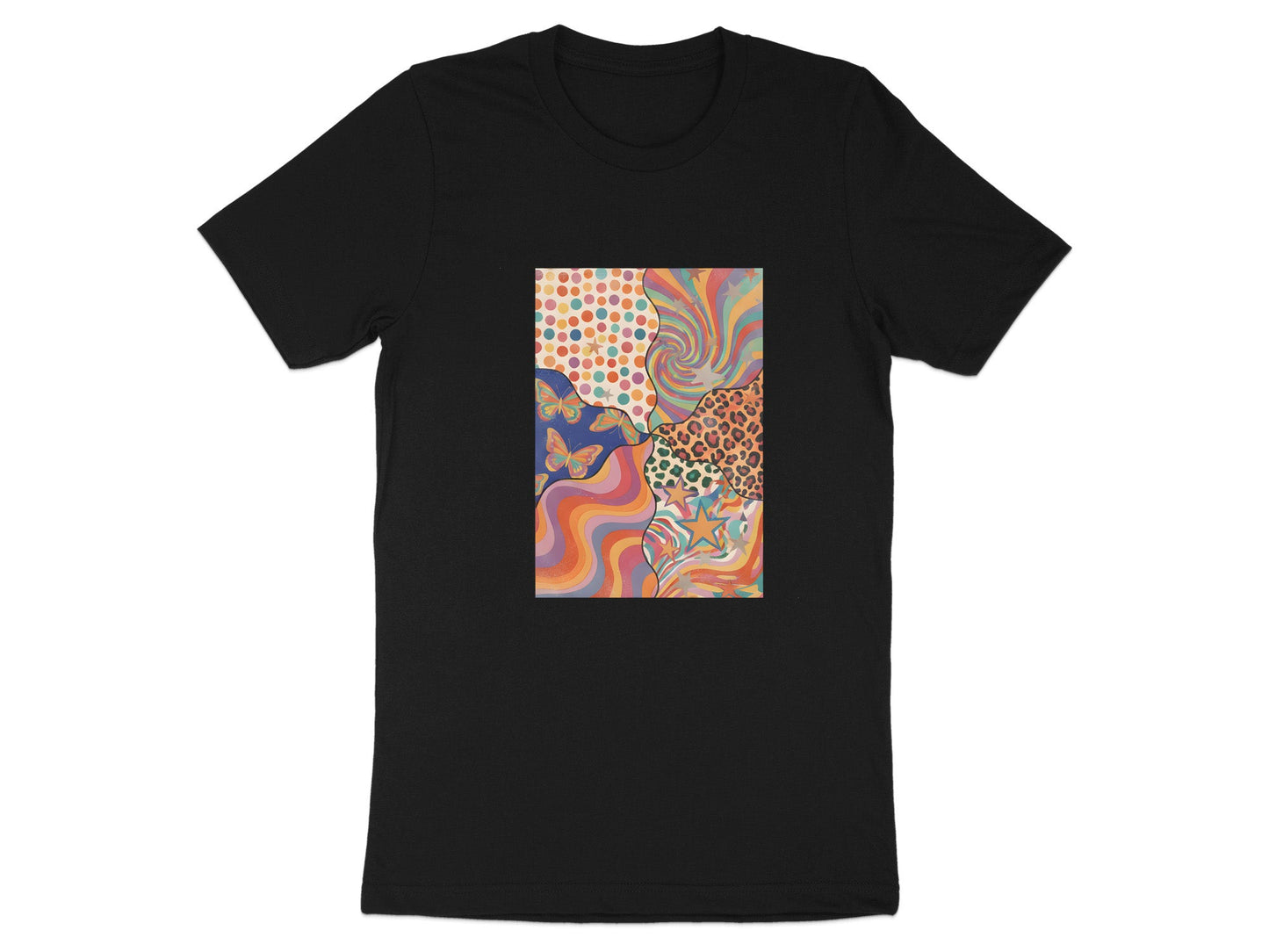 Retro Groovy 70s Patchwork Collage T-Shirt