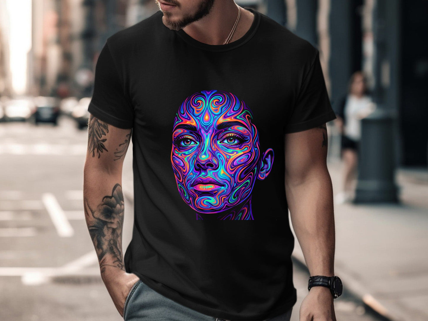 Psychedelic Mind Portrait T-Shirt - Trippy Fractal Art Tee
