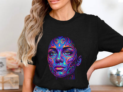 Psychedelic Mind Portrait T-Shirt - Trippy Fractal Art Tee
