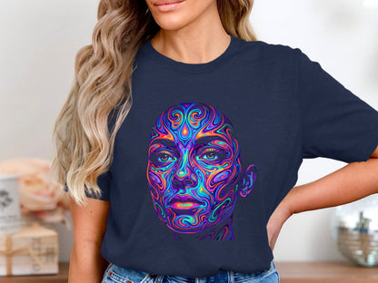 Psychedelic Mind Portrait T-Shirt - Trippy Fractal Art Tee