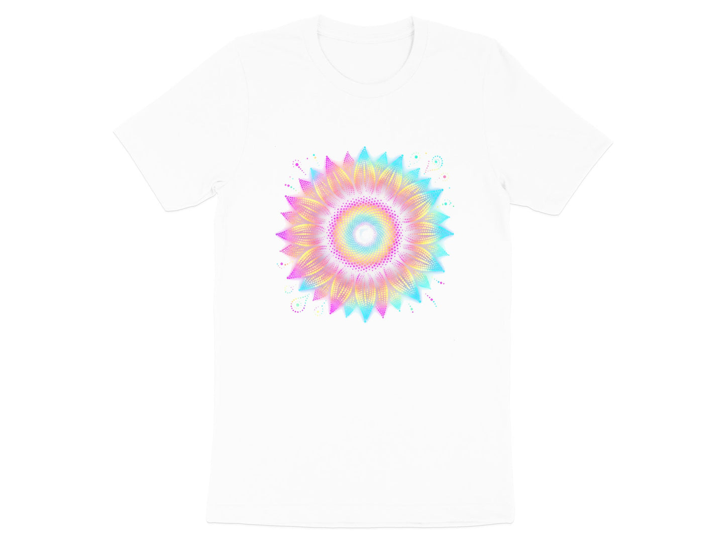 Rainbow Dot Art Flower Mandala T-Shirt