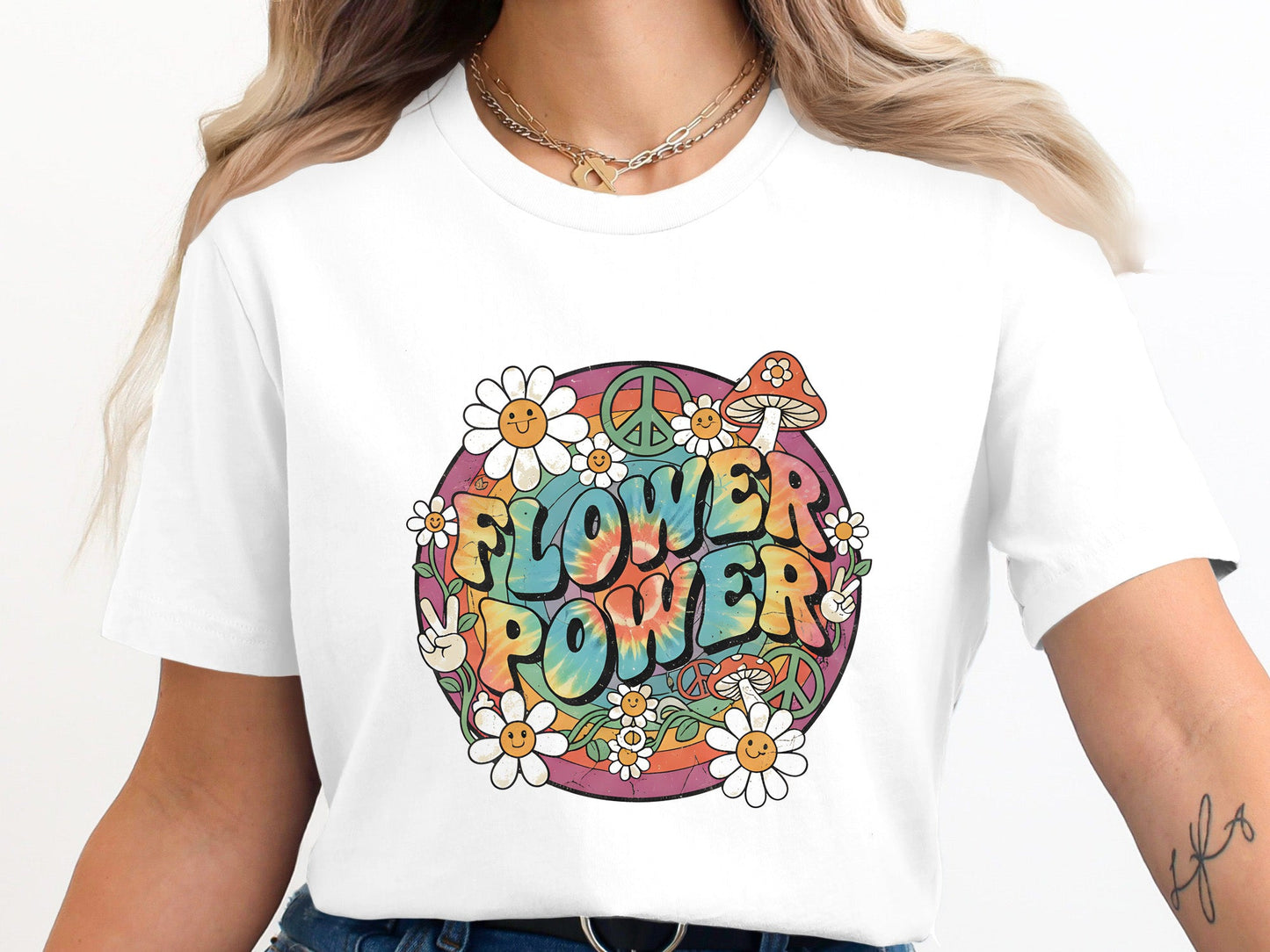 Hippie Flower Power Peace Graphic T-Shirt