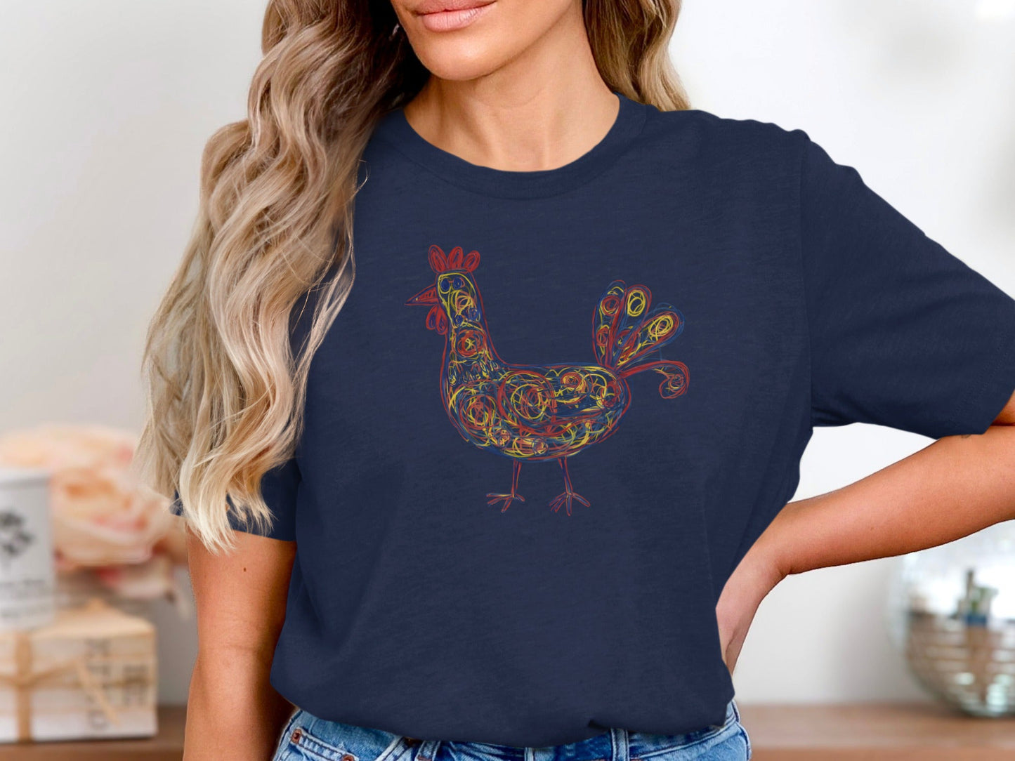 Abstract Scribble Rooster Art T-Shirt