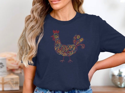 Abstract Scribble Rooster Art T-Shirt