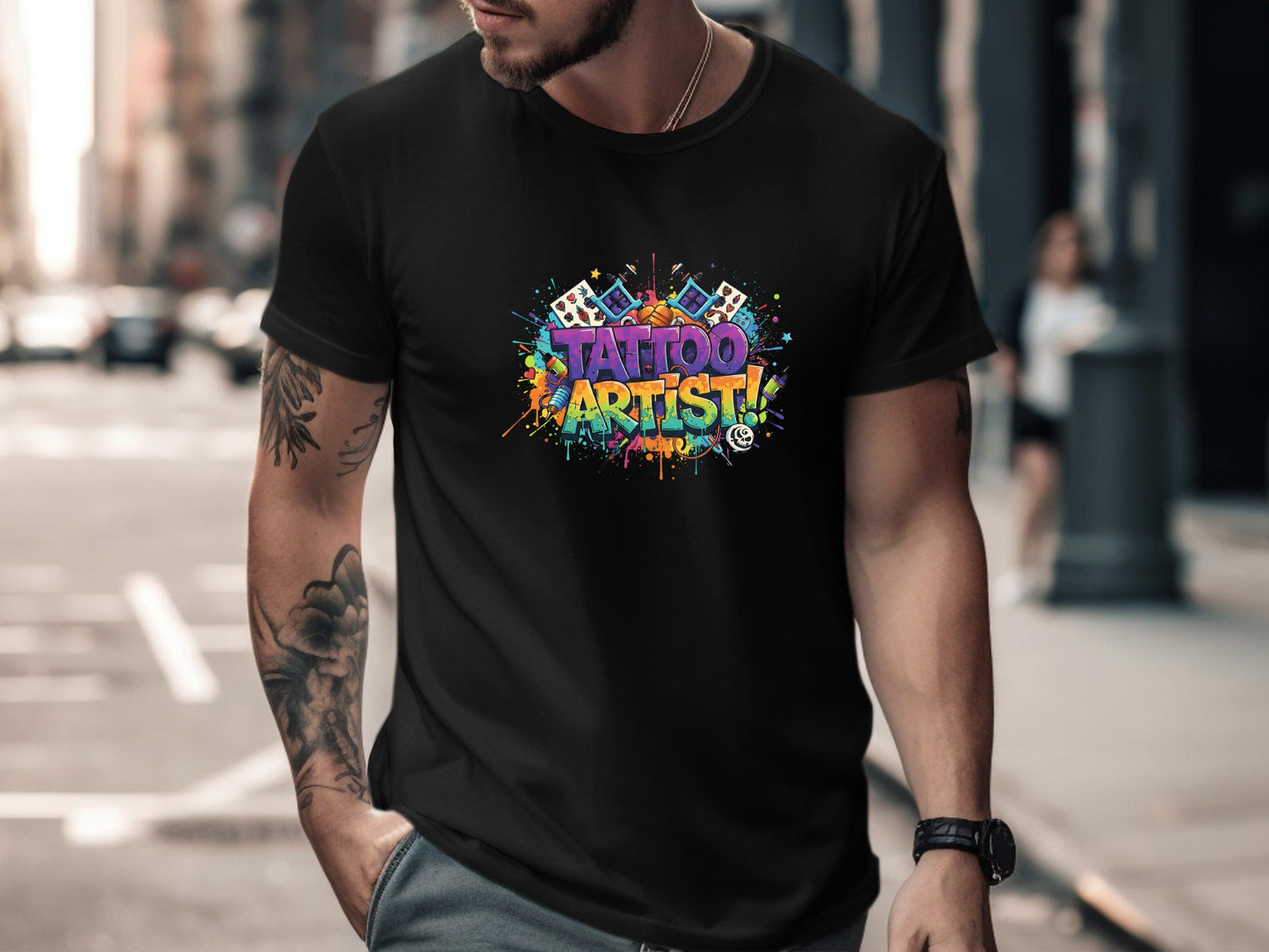Colorful Tattoo Artist Graffiti T-Shirt - Vibrant Streetwear  Tee