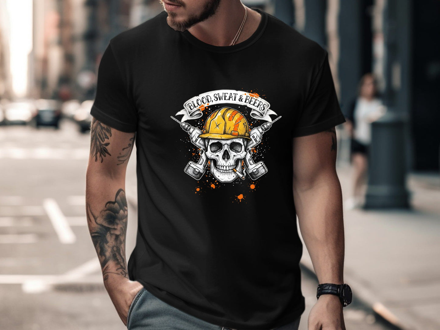 Blood, Sweat & Beers Construction Skull T-Shirt | Aussie Tradie Gear