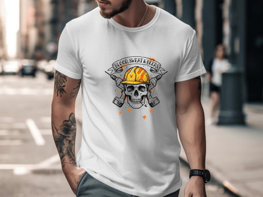 Blood, Sweat & Beers Construction Skull T-Shirt | Aussie Tradie Gear