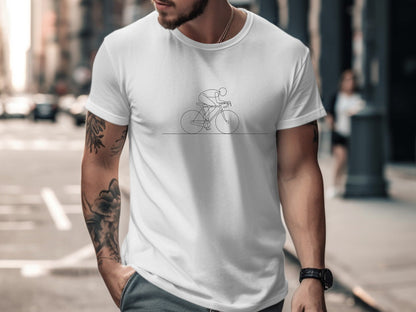Minimalist One Line Road Cyclist Graphic Tee