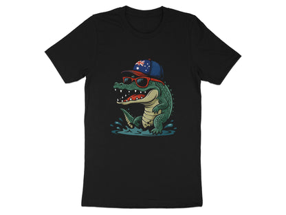 Cool Australian Crocodile T-Shirt - Aussie Flag Cap & Sunnies