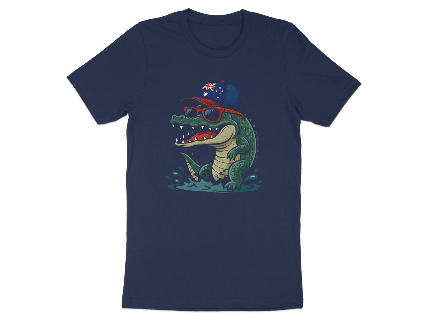 Cool Australian Crocodile T-Shirt - Aussie Flag Cap & Sunnies
