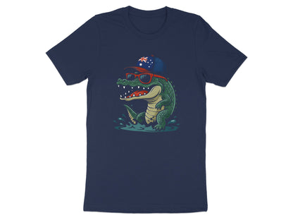 Cool Australian Crocodile T-Shirt - Aussie Flag Cap & Sunnies