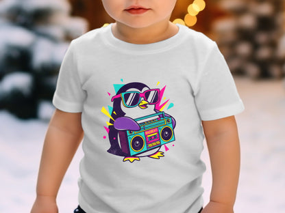 Radbeat Boombox Penguin T-Shirt - 90s Neon Retro Style