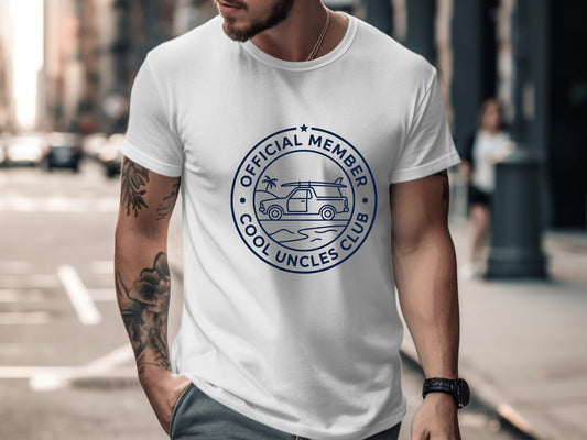 Cool Uncles Club Retro Badge Tee - Funny Sibling Gift Shirt