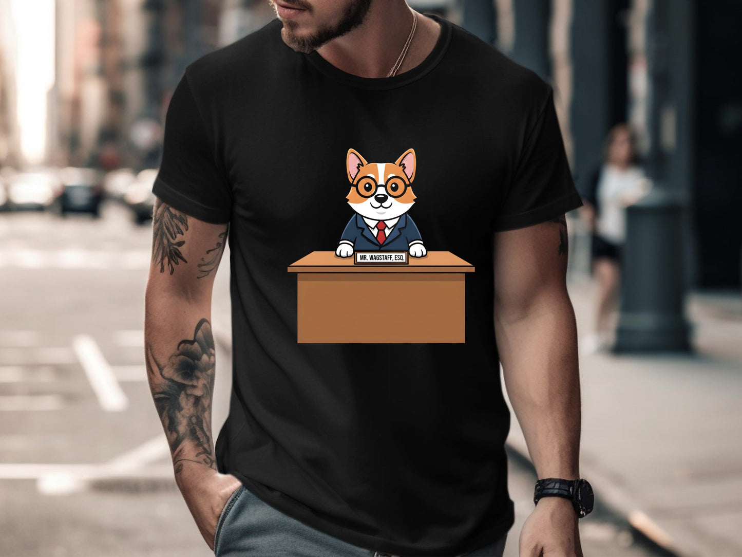 Corgi Lawyer Funny Cartoon T-Shirt - 'See You in Court'  Tee