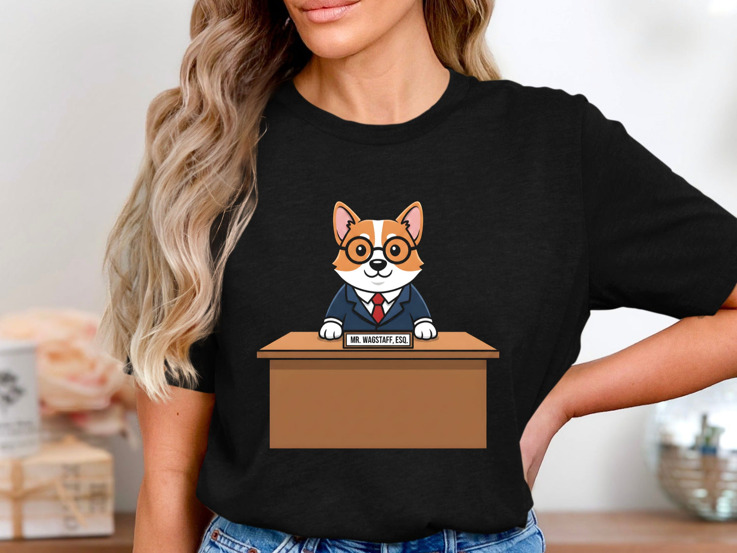 Corgi Lawyer Funny Cartoon T-Shirt - 'See You in Court'  Tee
