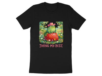 Doing My Best Cowboy Frog T-Shirt - Cottagecore Strawberry Art