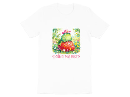 Doing My Best Cowboy Frog T-Shirt - Cottagecore Strawberry Art