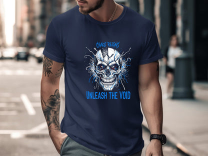 Chaos Reigns Electric Cyber Skull Graphic Tee