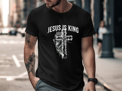 Jesus Is King Lion & Cross Graphic Tee