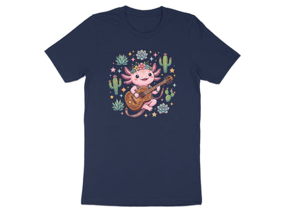 Cute Axolotl Playing Guitar T-Shirt - Kawaii Desert Vibe