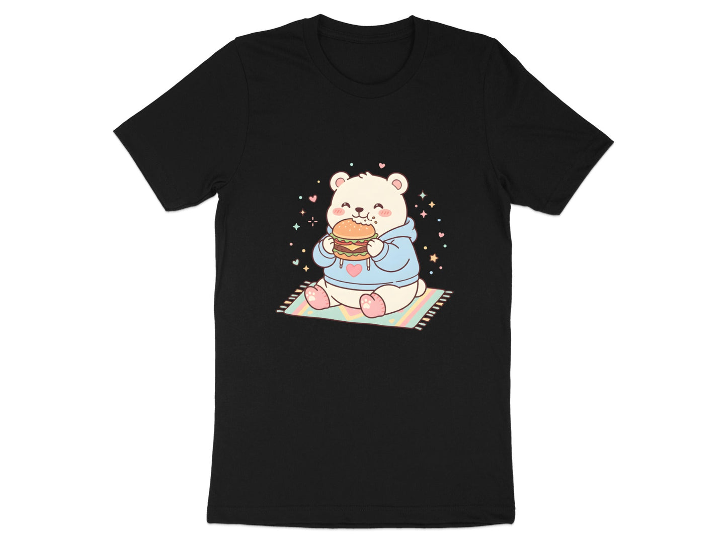Cute Kawaii Polar Bear Eating Burger T-Shirt