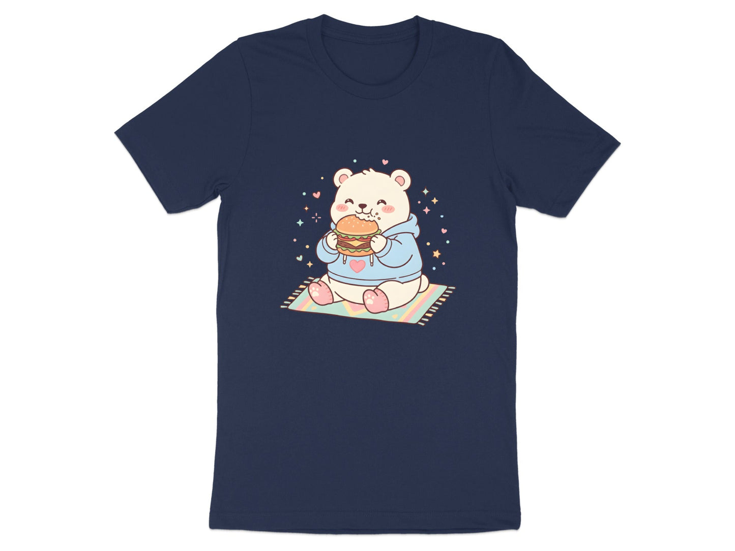 Cute Kawaii Polar Bear Eating Burger T-Shirt