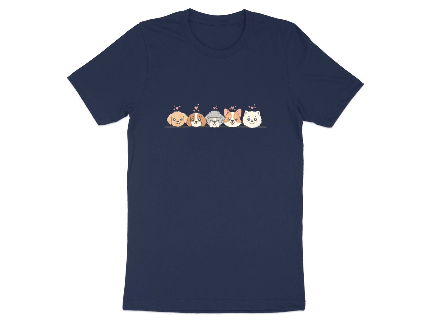 Cute Cartoon Dogs 'Love' T-Shirt - Multiple Breed Puppy Graphic
