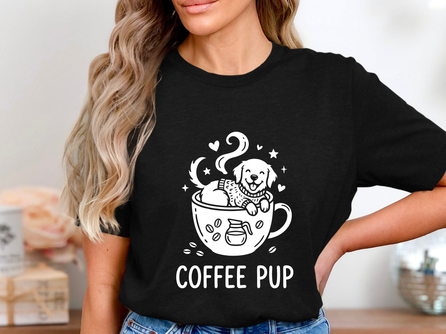 Coffee Pup Dog Graphic T-Shirt