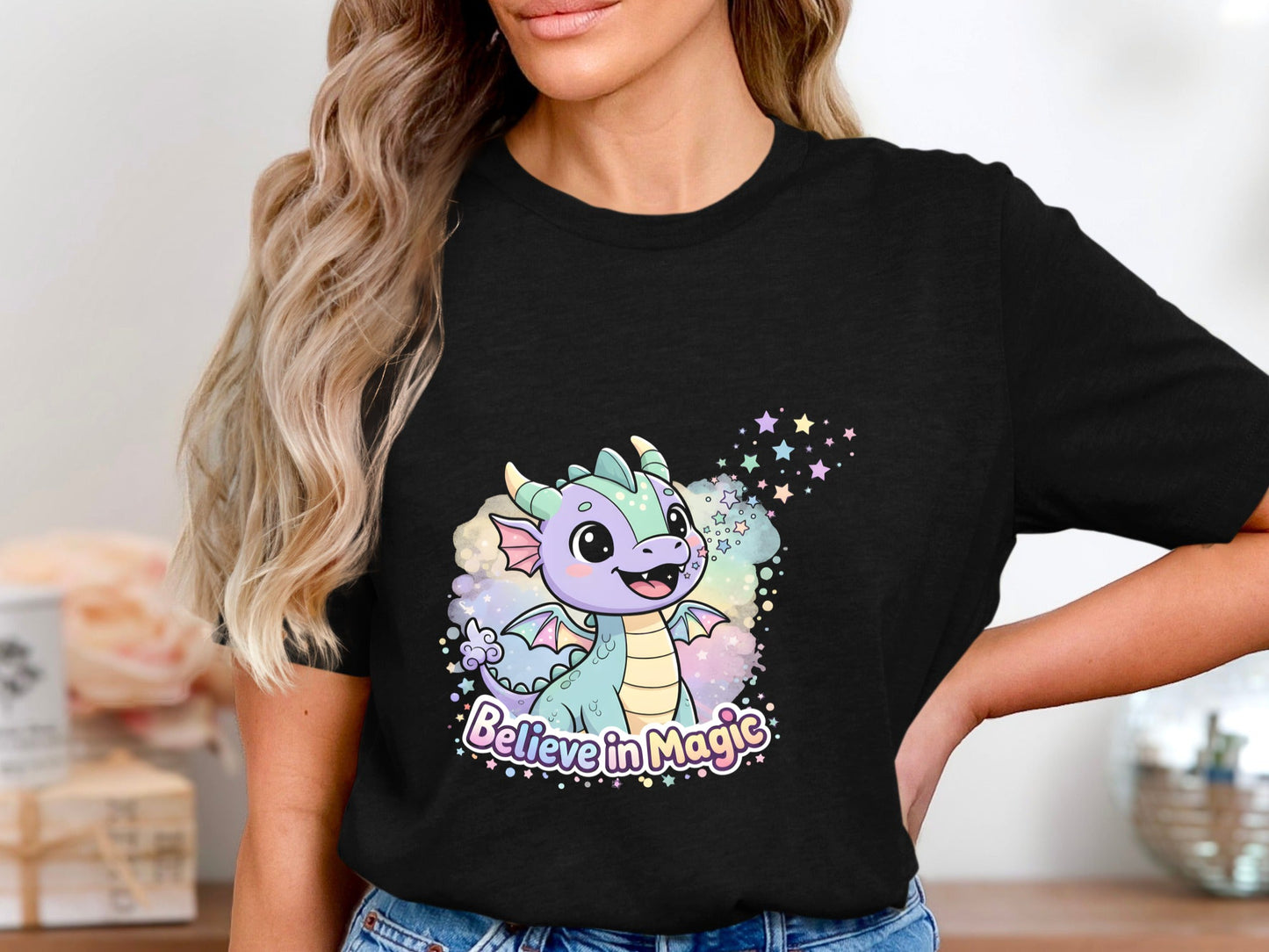 Believe in Magic Dragon T-Shirt - Sparkle & Stars Kids Tee