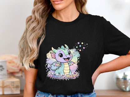 Believe in Magic Dragon T-Shirt - Sparkle & Stars Kids Tee