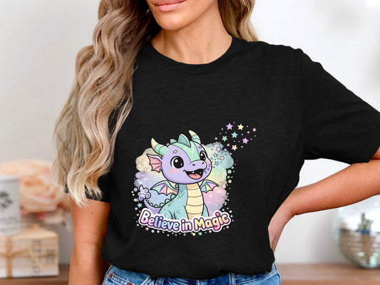 Believe in Magic Dragon T-Shirt - Sparkle & Stars Kids Tee