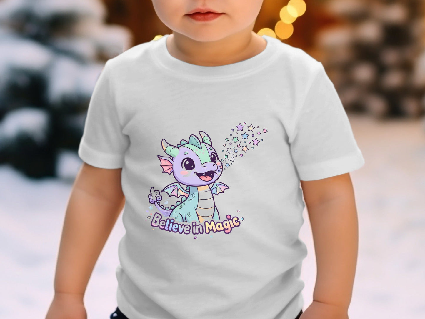Believe in Magic Dragon T-Shirt - Sparkle & Stars Kids Tee