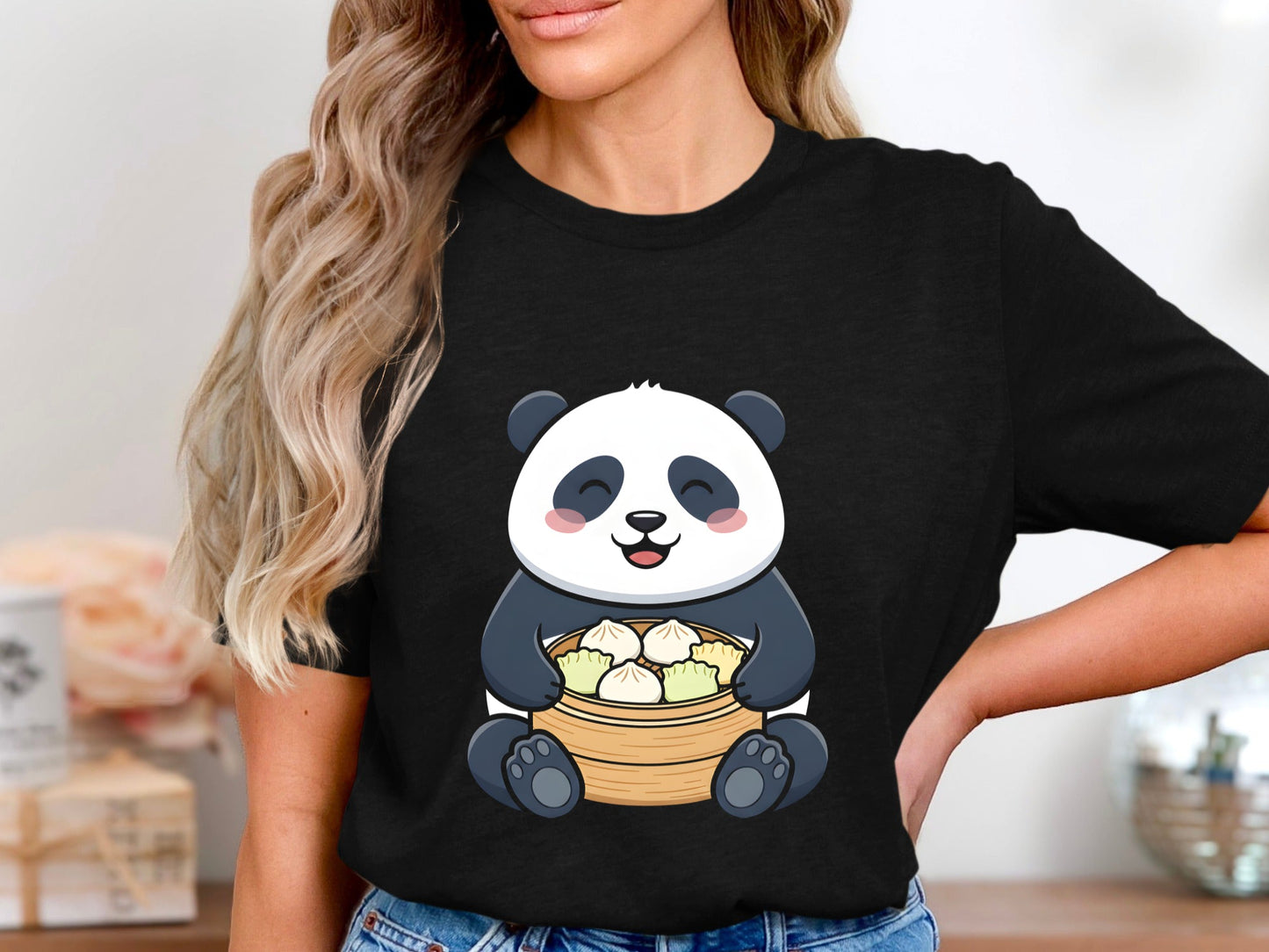 Cute Panda Dumplings T-Shirt - Kawaii Dim Sum Foodie Tee