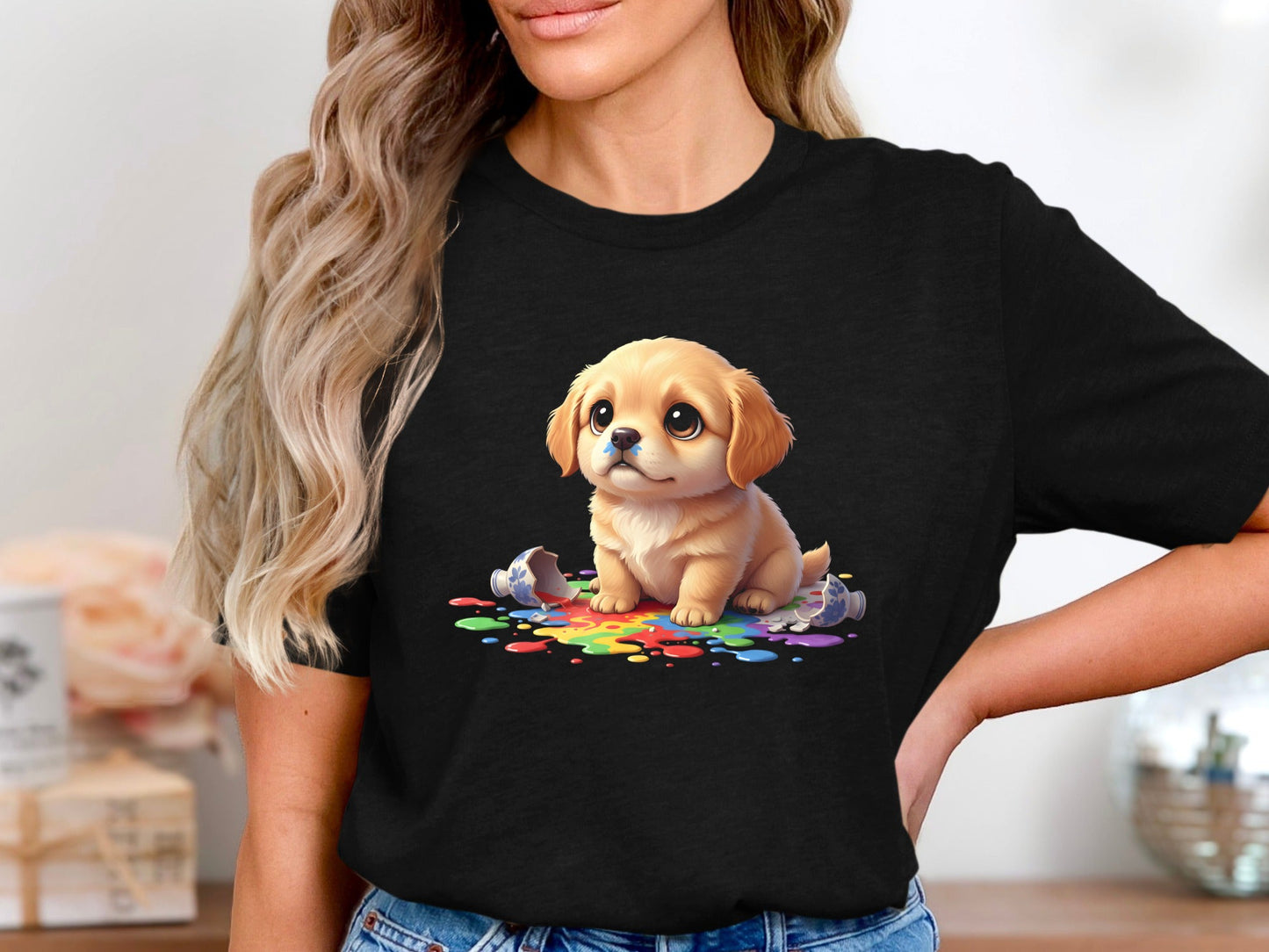 Guilty Puppy Spilled Paint Graphic T-Shirt