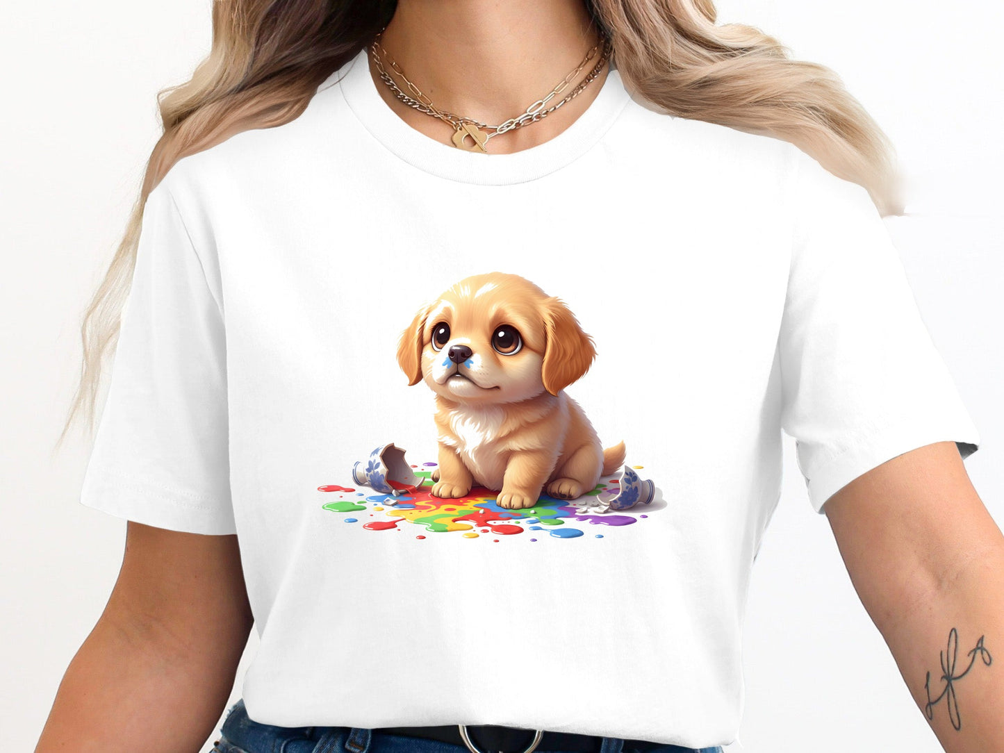 Guilty Puppy Spilled Paint Graphic T-Shirt
