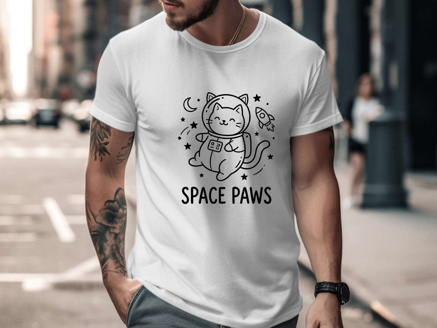 Space Paws Cute Astronaut Cat T-Shirt